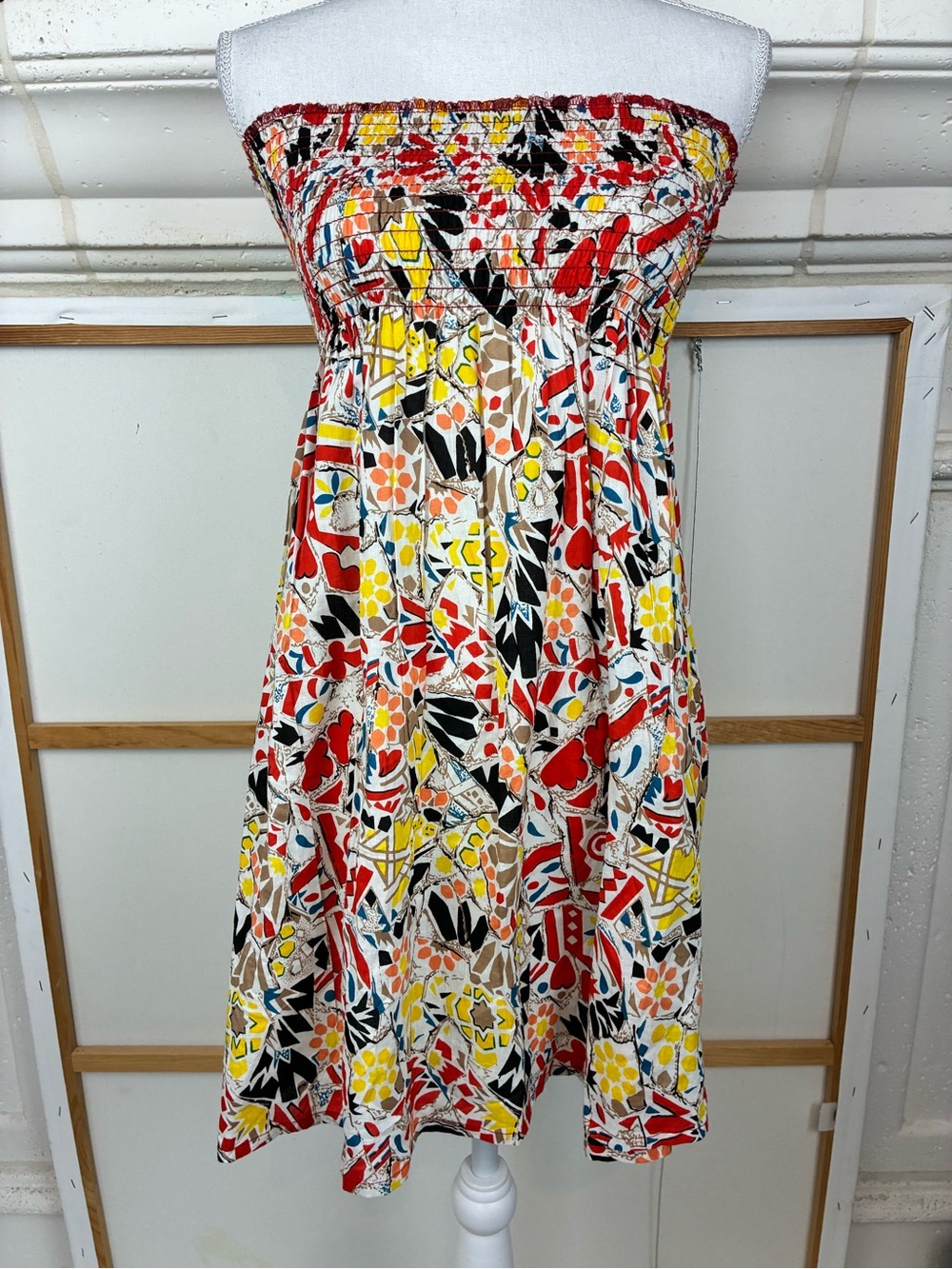 Vivante Barcelona NWT Smocked Strapless Floral Print Mini Sundress OS - Picture 3 of 9
